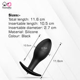 Size details of anal plug - 11.6cm length, 2.7cm diameter